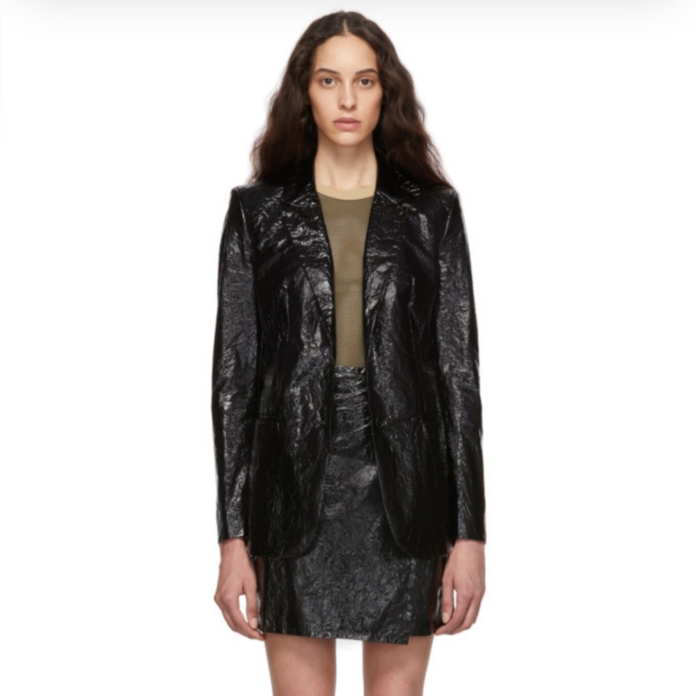 Black shiny  blazer. Women’s Helmut Lang wet-look black jacket/blazer 8 - Picture 6 of 16